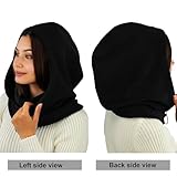 Black Fleece Balaclava Over Helmet - Warm Helmet Ninja Hood - Snowboard Hooded Hat Gaiter Ski Mask