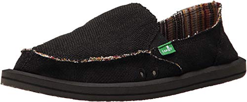 Sanuk Donna Hemp Loafer Shoe (5, Black/Black, Numeric_5)