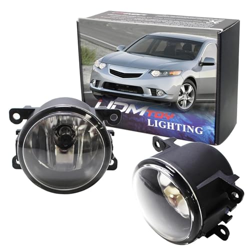 iJDMTOY Pair Clear Lens Fog Light Lamp Assemblies w/ 55W H11 Halogen Bulbs Compatible with Acura Honda, Compatible with Ford, Compatible WithNissan Subaru Suzuki etc