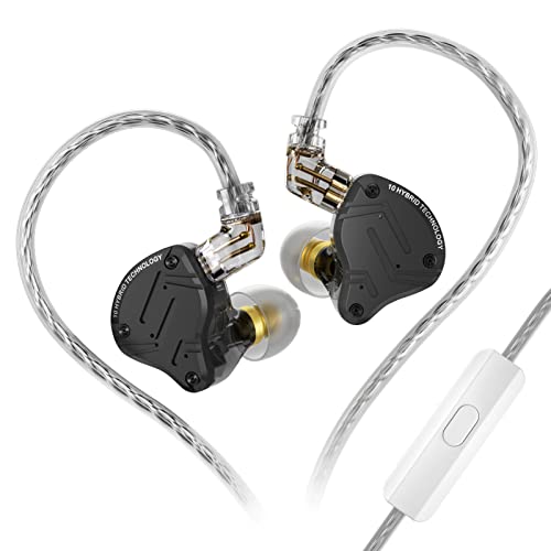 KZ ZS10 PRO X in Ear Monitor Headphones, Upgrade 4BA+1DD Hybrid Driver IEM Earphones, HiFi Metal Wired Gaming Earbuds, for Singers Bass Player Drummers Guitarist Musicians Dj (with Mic,Black)