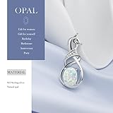 HXZZ Fine Jewelry Birthstone Gifts for Women Natural Gemstone Opal Sterling Silver Pendant Necklace Anniversary Birthday Valentine's Day Gift for Wife Mom Her