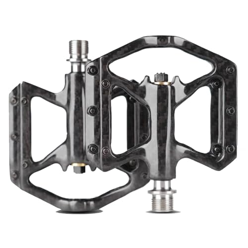 Carbon Fiber Pedals with Titanium Core - Lightweight T800 Carbon Fiber, Anti-Slip Aluminum Pins, Durable & Strong for Road & Mountain Bikes