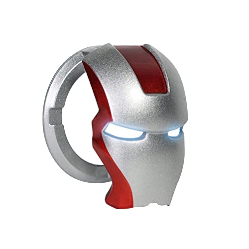 OFFCURVE Iron Man Car Engine Start Stop Button Cover, Anti-Scratch Push Start Button Cover, Auto Interior Ignition Accessories (Silver-Red)