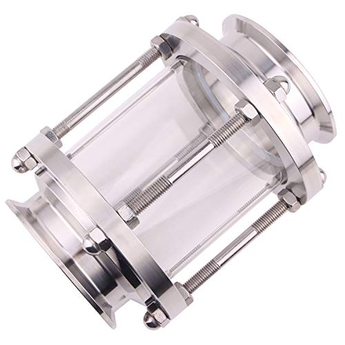 DERNORD In-Line Sight Glass with Clamp End,Flow Sanitary Straight Sight Glass SUS316 3 Inch Tri Clamp Type (Flow Pipe OD 76MM)