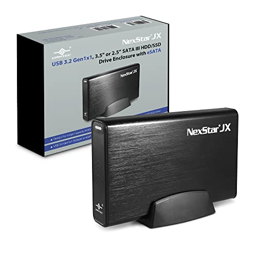 Vantec NexStar JX, USB 3.2 Gen1x1, 3.5" or 2.5” SATA III HDD/SSD Drive Green Enclosure with eSATA (NST-358SU3-BK), Black