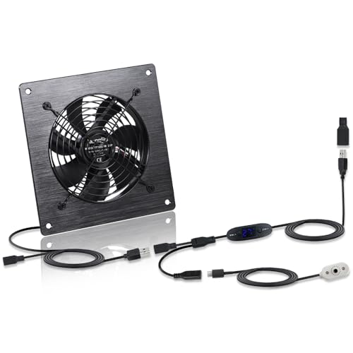 Xiaoqijia 120mm Temperature-Controlled USB/DC Silent Cooling Fan - 5V/12V Dual Voltage,6-Inch, 10-Speed Adjustable - for AV Cabinets, Server Racks, Greenhouses & RVs
