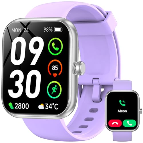 Smart Watch with Alexa Built-in‌, 1.83" HD Fitness Tracker with Bluetooth Calls/Messages, IP68 Waterproof, 120+ Sports Modes, 24/7 Heart Rate/Sleep Smartwatch Compatible with iOS/Android (Purple)