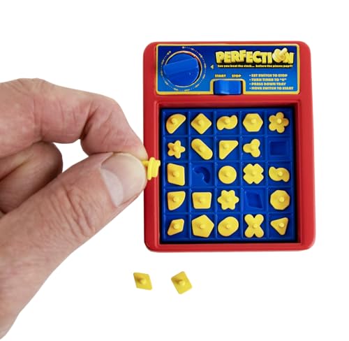World's Smallest Perfection, Fully Functional Miniature Game, Classic Fast-Paced Shape Game for Kids and Adults, Board Game, Family Games, Travel Game, Stocking Stuffers, Easter Baskets, Ages 6 and Up