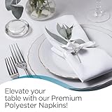 Polyester Cloth Napkins - Washable Soft Table Linens - Durable & Elegant for Dining, Restaurants, Weddings, Events, Rentals, Banquets, & Parties - Premium Quality Set of 100, White, 20"x20"