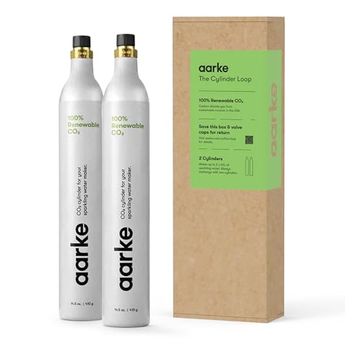 aarke CO2 Gas Refill Pack - 2 Cylinders, Carbonator Compatible With Most Sparkling Water Maker Appliances, Soda Machine Parts And Accessories (2-Pack)