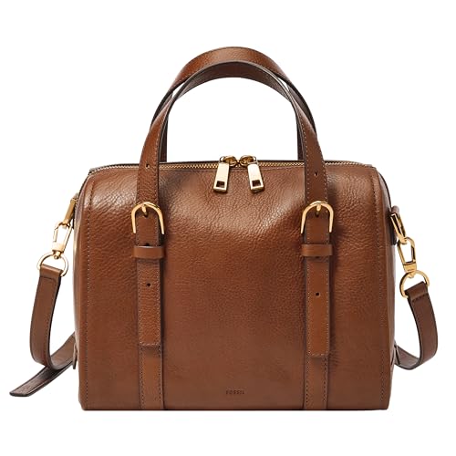 Fossil Women's Carlie Leather Mini Satchel Purse Handbag, Brown (Model: ZB1856200)