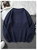 SHENHE Men's Oversized Crew Neck Cute Bear Sweater Vintage Unisex Preppy Sweater Jumper Deep Blue Small