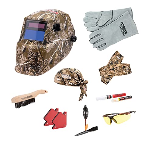 Lincoln Electric K4738-1 Camo Welding Helmet Kit, Auto Darkening, Lightweight, Weld Headgear, Shade 9-13, For use with Stick, TIG, Pulsed TIG, MIG, Pulsed MIG, Flux Core, Gauging, Included Accessories