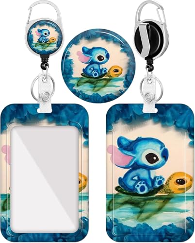 Akkya Badge Holder with Retractable Reel, Cute Funny Cartoon Turtle ID Name Tag Work Badge Clip Heavy Duty Vertical Card Protector Cover Case for Work Office Nurse Medical Student Teacher Women Men