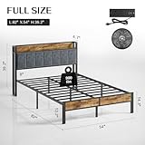 Full Bed Frame with Storage Charging Station Headboard, Smart LED Light, Metal Platform Bed No Box Spring Required, Easy Assembly, Noise Free