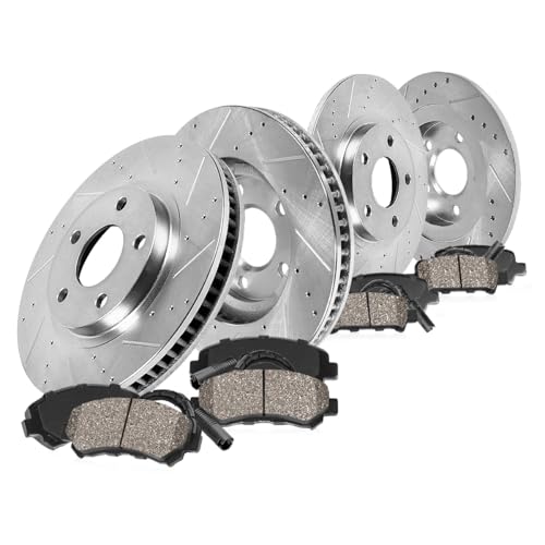 Callahan BRAKE PARTS Front and Rear Brake Kit For Q5 Audi A4 A5 Allroad Drilled and Slotted Brake Rotors and Ceramic Brake Pads