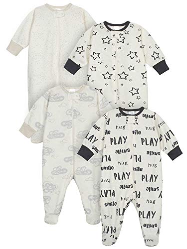 Onesies Brand unisex baby 4-pack 'N Play and Toddler Sleepers, Grey Neutral, 0-3 Months US