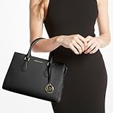 Michael Kors handbag for women Sheila satchel medium (Black With Gold Hardware)