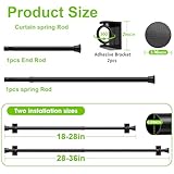 Small Tension Rod 18-36inch Black Tension Curtain Rod No Drilling Spring Curtain Rods for Windows Short Tension Rod Adjustable Curtain Rod for Windows,Door,Closet,Kitchen