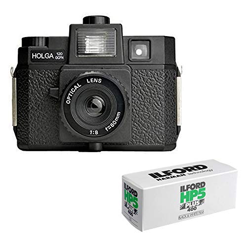 Holga 120GCFN Medium Format Film Camera with Ilford HP5 Plus Black and White Negative Film (120 Roll Film) Bundle