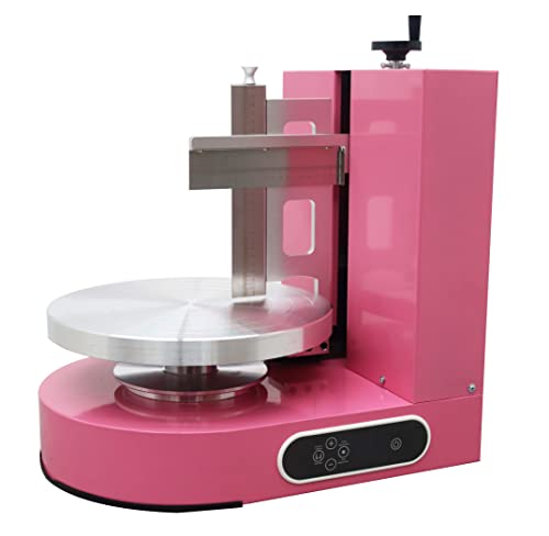 BREVELTION Electric Cake Decorating Machine Cream Coating Spreading Smooth Machine Surface Scraper for 4-12inch Cakes Adjustable Rotating Speed Pink