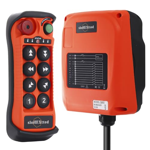 8 Channel Button Hoist Crane Industrial Wireless Radio Remote Control Transmitter and Receiver for 12V 24V Overhead Bridge Crane Electric Chain Hoist Controller Q800