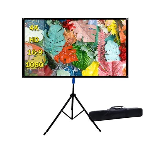 Projector Screen with Stand Outdoor 70 inch 4K HD 1.5-Gain Wrinkle-Resistant Movie Screen, 160° Viewing Angle, Projection Screen for Movie Night and Indoor 【70in】