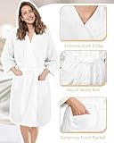 ShinyMatch 6 Pcs Women's Waffle Robes Spa Bath Robe Bulk Commercial Lightweight Thin Soft for Shower House Party(X-Large,White)