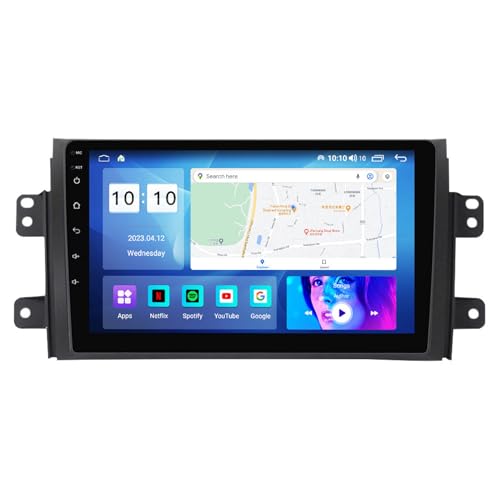 Car Sat Nav with Carplay Android 12 for Suzuki SX4 2006-2014 9 inch Touchscreen Support Bluetooth GPS Navigation Reversing Camera Car Radio