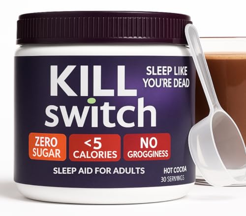 Killswitch Sleep Aid for Adults – Fall Asleep Fast & Wake Refreshed, Sugar-Free Hot Chocolate Supplement - Magnesium, Tart Cherry, L-Theanine & More for Restful Sleep, 30 Servings, Made in USA