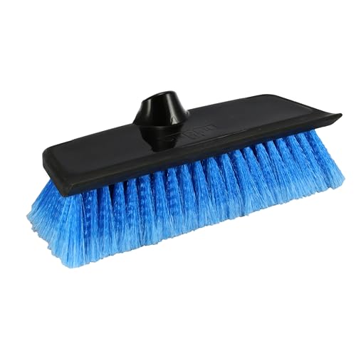 Unger Professional HydroPower 10” Bi-Level Soft Brush with Squeegee – Compatible with Waterflow Poles, Cleaning Brush, Squeegee for Water Removal, Great for Patio, Windows, Siding, Cars & Boats
