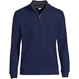 Lands' End Mens Bedford Rib Quarter Zip Sweater Radiant Navy Regular Medium