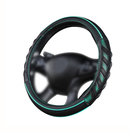 Flying Banner car Steering Wheel Cover Faux Leather Massage Universal fit 3D Honeycomb Hole Anti-Slip Sporty 15 Inches (Mint Green Black)