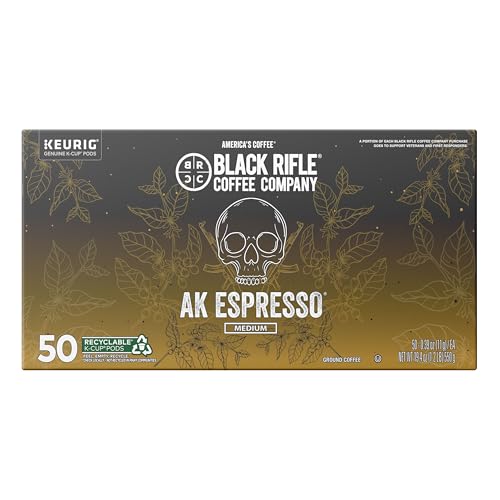 Black Rifle Coffee Company AK Espresso, Medium Roast K Cups, 50 Single Serve Coffee Pods