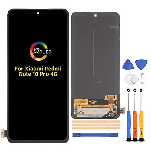(OLED for Xiaomi Redmi Note 10 Pro 4G/Redmi Note 10 Pro Max/Redmi Note 10 Pro LCD Display(Not Original) Screen Replacement Touch Screen Digitizer Full Assembly Repair Kits,with Tools