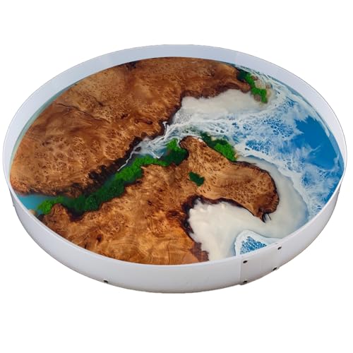 Resin Mold Large Round Deep -Kalinta 36inch Reusable Epoxy Round Molds for Resin Clock, Serving Tray Board, End Table，Floral Preservation Bouquet