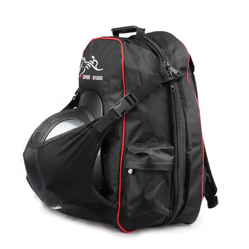 UNISTRENGH Professional Horse Riding Boot Bag Helmet Bag Parent-Child Equestrian Backpack English Boot Carry All Bag with Hat Compartment (Black, For adult (19.7''H))