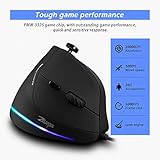 Zelotes c18 Gaming Mouse, Wired Vertical with Control Bar 10000DPI Ergonomic for Computer PC Desktop Macbook Black