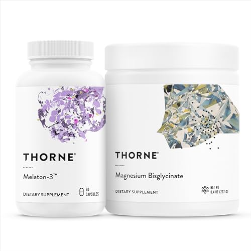 Thorne Sleep Support Duo - Magnesium Bisglycinate Powder + Melaton-3 for Restful Sleep - 60 Servings