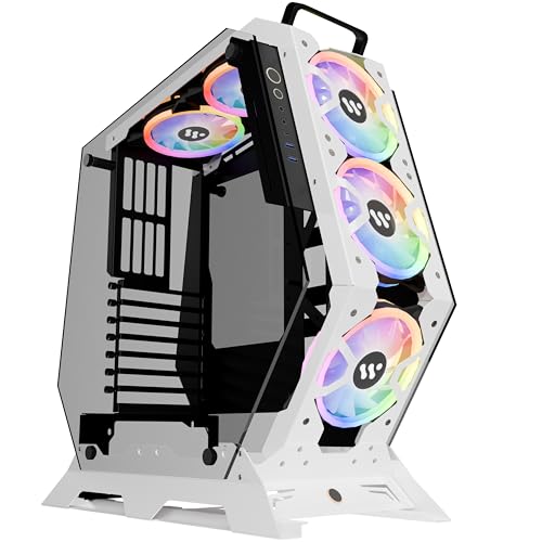 KEDIERS PC Case - ATX Tower Tempered Glass Gaming Computer Open Frame Case with 7 RGB Fans