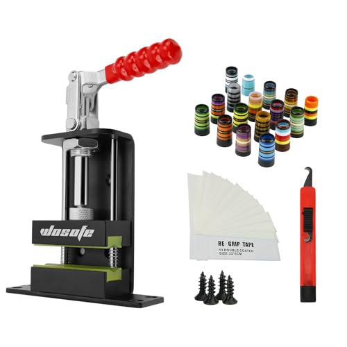 wosofe Golf Club Regrip Vise Tool，Rubber Grip Vise Clamp，Golf Club Gripping Station,Golf Workshop Supplies，Includes A Regripping Kit - with 17 Ferrules Suitable for Irons, A Hook Knife and Grip Tape
