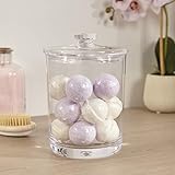 STORi Premium Quality Makeup and Cotton Ball Holder | 60-oz Clear Plastic Apothecary Jar with Lid | Perfect Storage Container to Organize Bathroom and Vanity