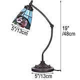 Bieye L10759 Tiffany Style Stained Glass Table Lamp Night Light with Swing Arm Base for Working Reading Home Decoration (Rose Flower)