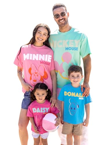 Disney Mickey and Friends Family Matching Outfits Mickey & Minnie Cotton Shirts Crew Neck Tee Top Casual Style Multicolor for Couples Size Men L
