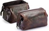 Premium Leather Travel Toiletry Bag for Men and Women, King-Size Dopp Kit with Waterproof Lining, Mens Toiletry Travel Bag, Mens Toiletry Bag, Mens Travel Bag Toiletry Kit, Leather Toiletry Bag Men