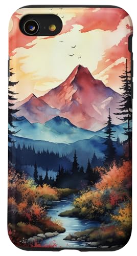 Sunset Mountain Nature Scene Watercolor Case for iPhone SE (2020) / 7 / 8