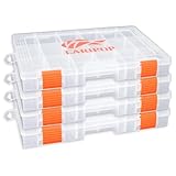 LARIPOP Fishing Tackle Box Set with Adjustable Dividers, Transparent Organizer Tray, Plastic Tool Box, Bait Separator -Angler's equipment lure box - 4 Packs Tackle Trays - Parts Box