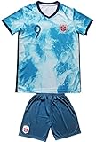 HOMEMI Youth Sportswear Norway 9 Haaland Kids Away Soccer Jersey/Shorts Football Socks Set (Blue,26)