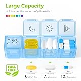 AUVON iMedassist Moisture-Proof Weekly Pill Organizer 4 Times a Day, Large 7 Day Pill Box Portable for Travel with Removable Individual Containers to Hold Vitamins, Supplements and Medication