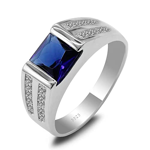 Solid 925 Sterling Silver Jewelry Set with Zircon Men's Simple Sterling Silver Ring High Jewelry Wedding Engagement Ring Size 8-12, Metal, basket zirconium